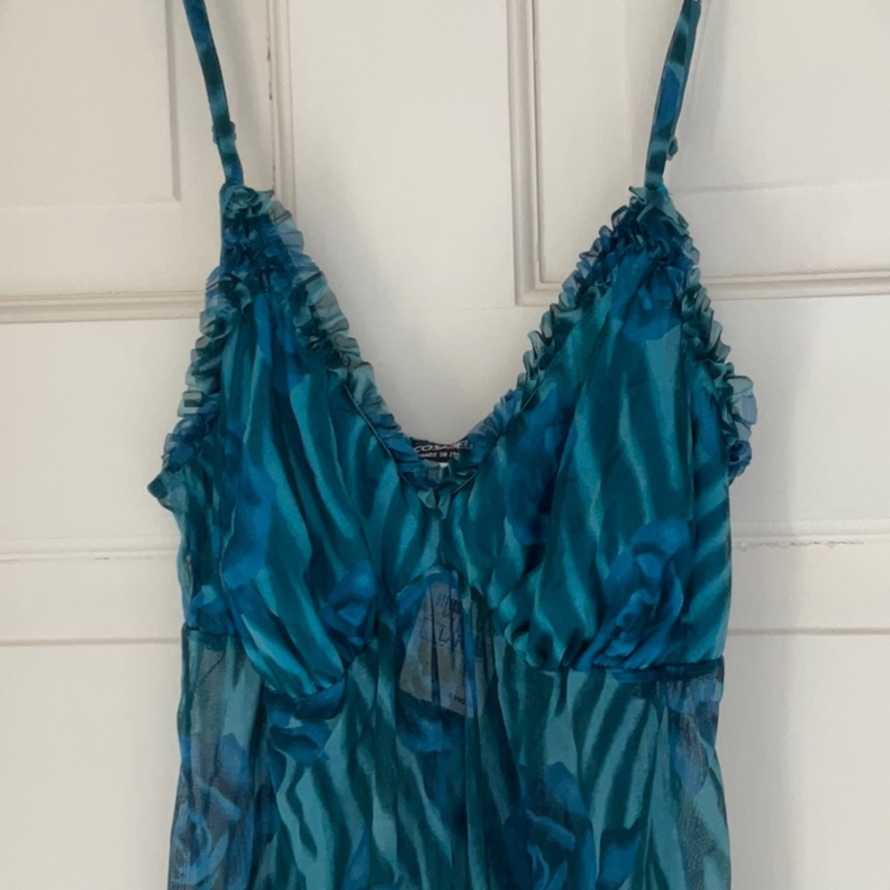 NWT COSABELLA BLUE GREEN ROSA BABYDOLL NIGHTGOWN large